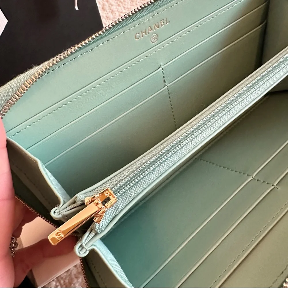 Chanel Zip Around Wallet | Sea Foam Green - Picture 9 of 11